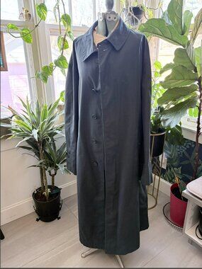 Oscar de la Renta Long Trench Coat Charcoal Grey Size 48
